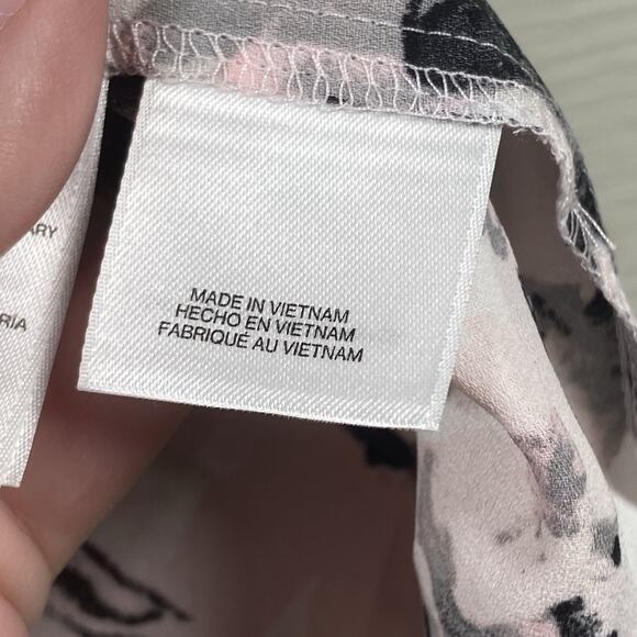 NWT Black Label By Evan Picone Top Womens Size XL V Neck Tie Pink Floral - Picture 8 of 10